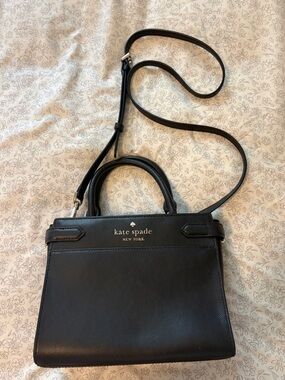 kate spade Black Leather Satchel with Crossbody Strap